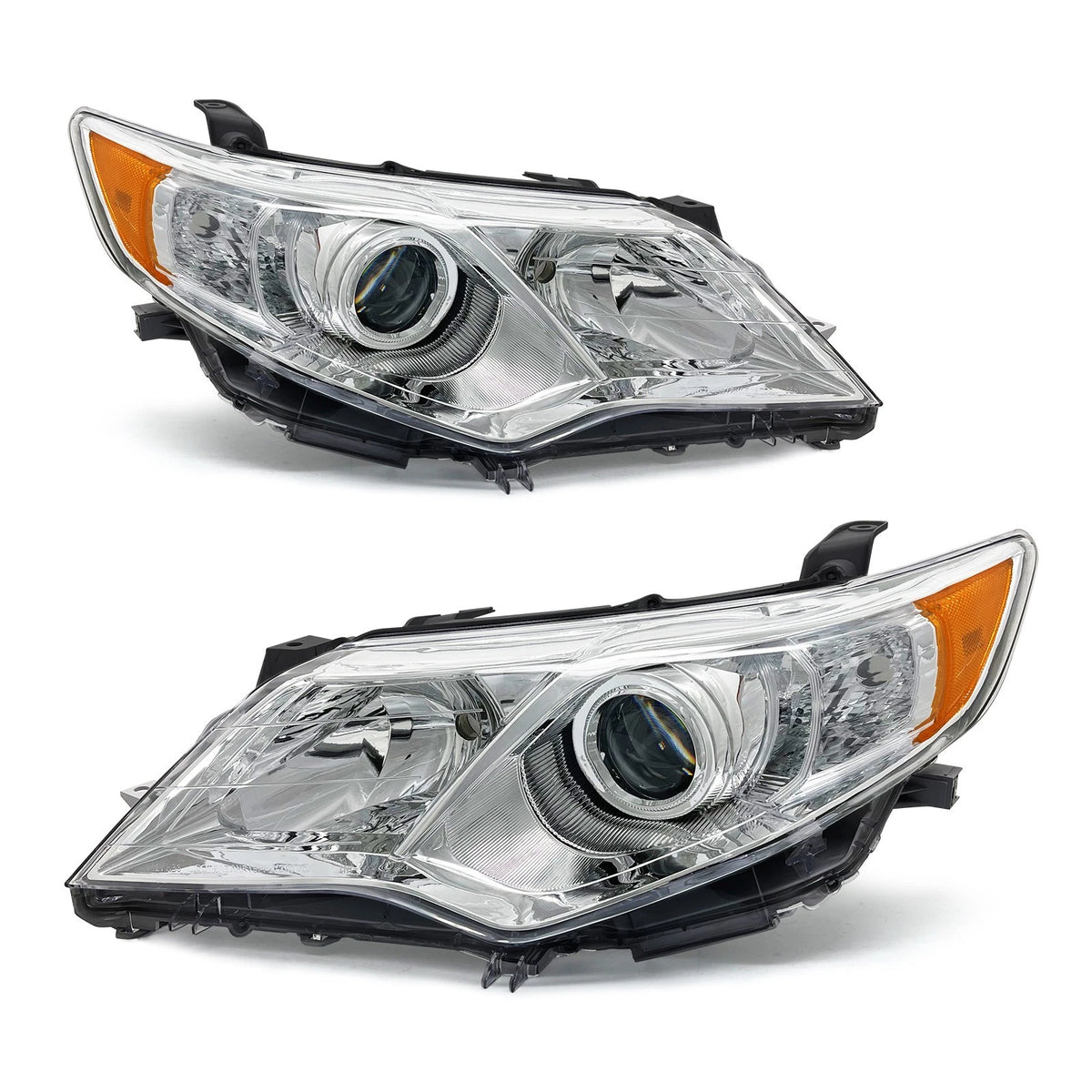 NEW Headlights For 2012 through 2014 Toyota Camry Right + Left Halogen Type Chrome Projector
