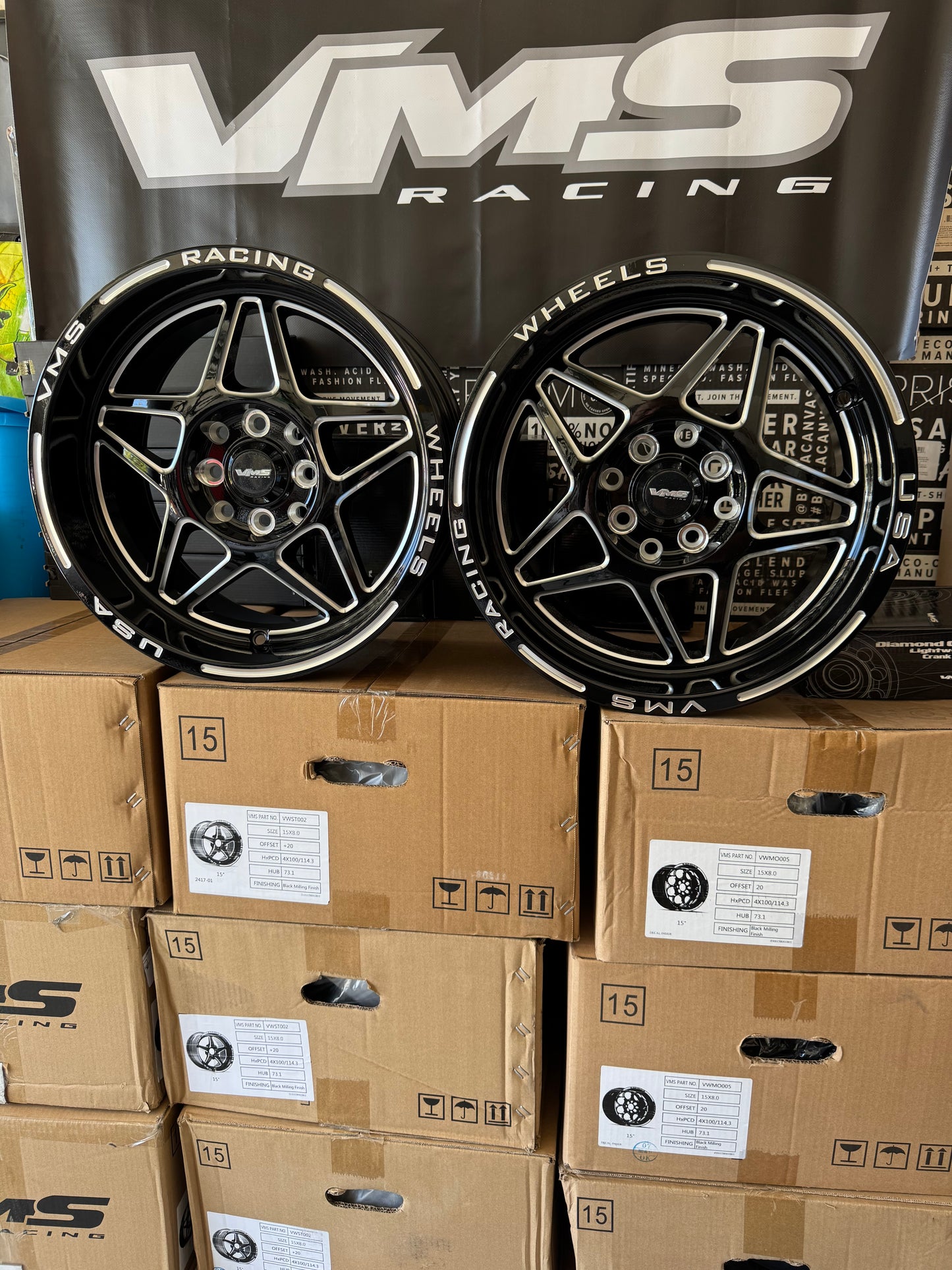 VMS Delta 15x8 20ET 4x100 / 4x114.3 Set of two New in Box