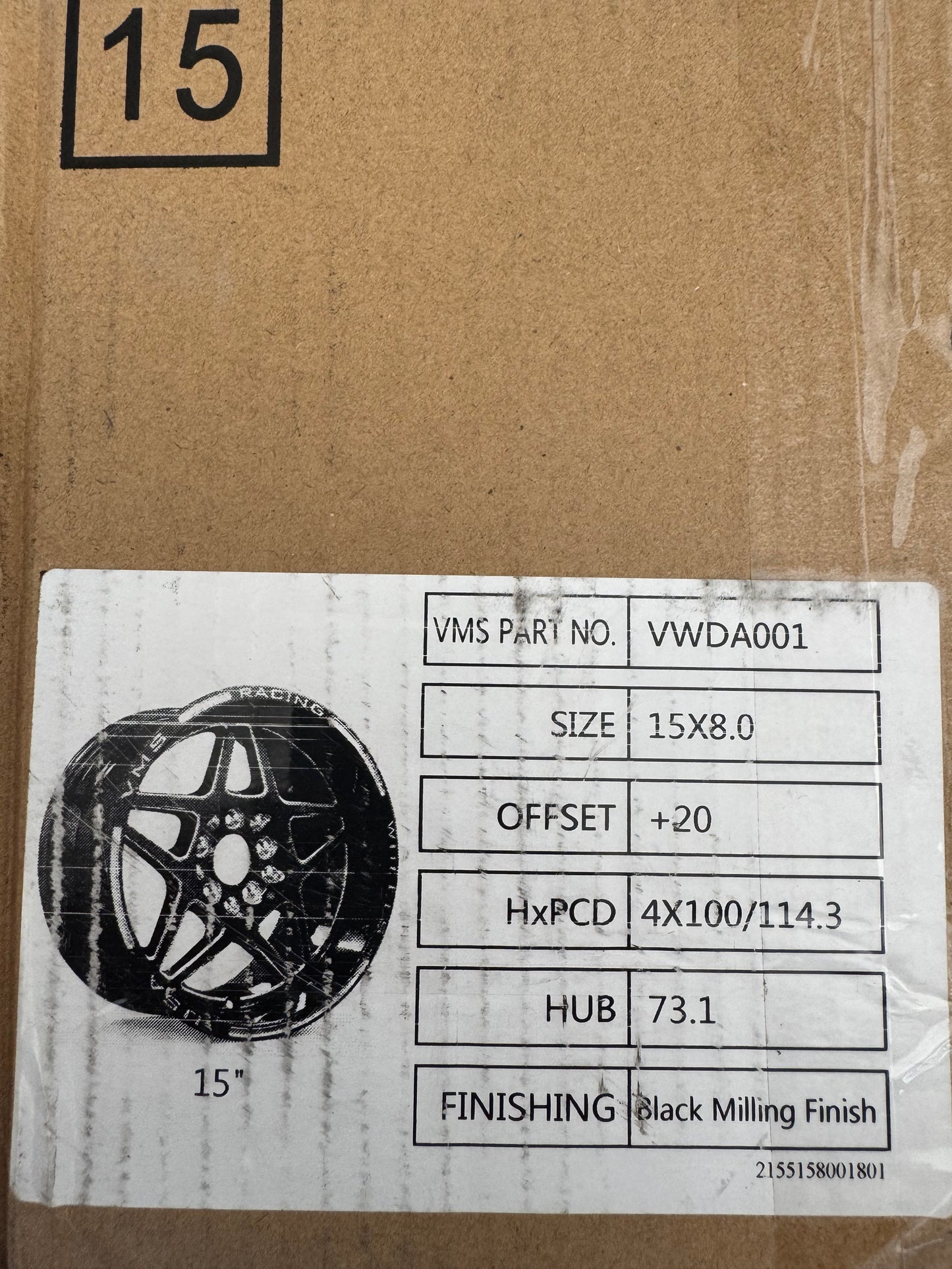 VMS Delta 15x8 20ET 4x100 / 4x114.3 Set of two New in Box