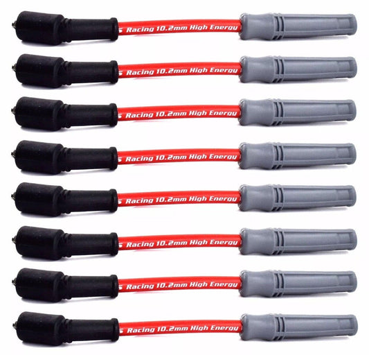 10.2MM RED SPARK PLUG WIRES CHEVY GMC CADILLAC TRUCK 4.8 5.3 6.0 VORTEC ENGINES