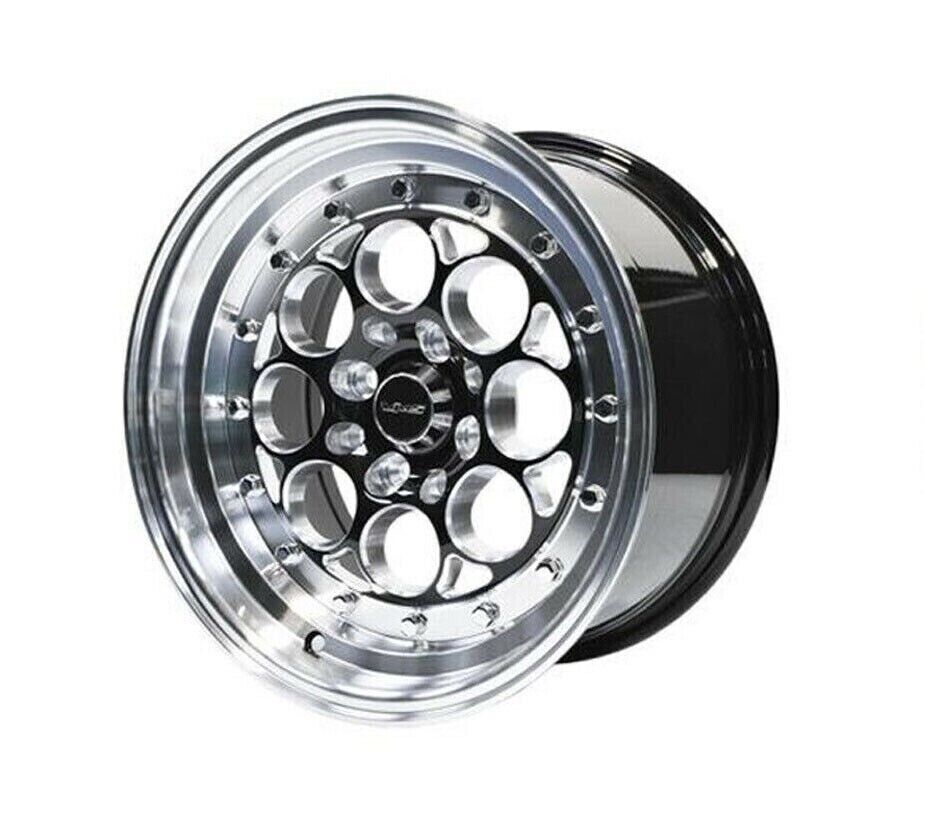 ONE VMS Revolver Black with Polished Lip Rim Wheel 15x8 4X100 4x114.3 VWRE001