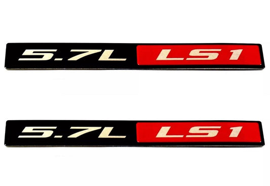 TWO 5.7L LS1 EMBLEMS DECALS FOR GTO FIREBIRD CAMARO CORVETTE AND MORE