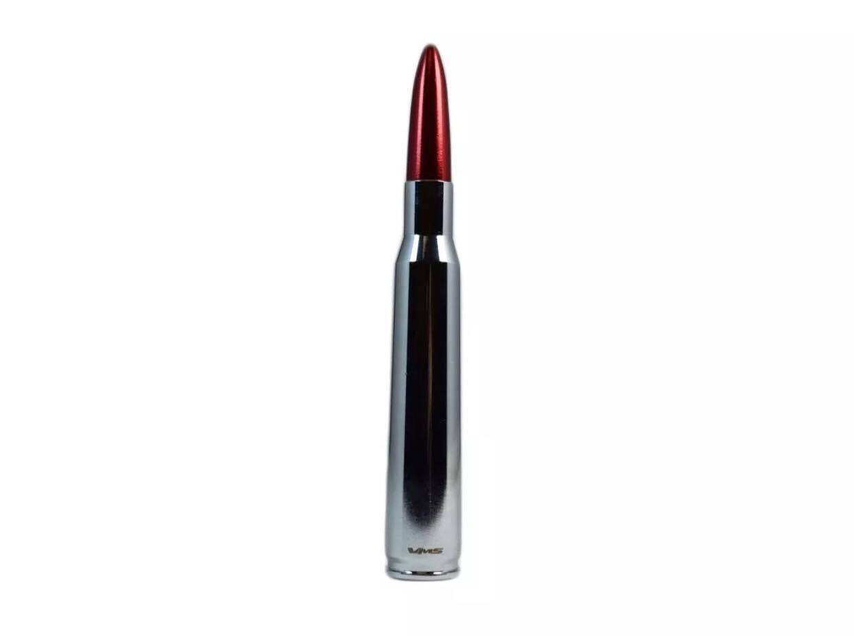 Chrome With Red Tip Bullet Antenna for Ford F150 F250 F350 Billet Aluminum 5''