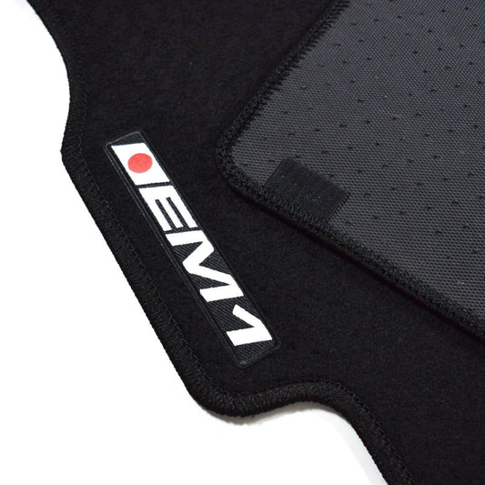 Black Carpet Floor Mats with EM1 Logo For Honda Civic 1996 to 2000 4 Piece Rug