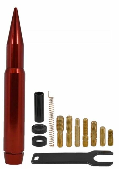 True Spike Anti-Theft 7 Inch Short Thick Red Bullet Antenna For Dodge Ram Trucks
