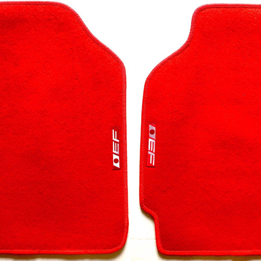 EF Logo RED Floor Mats For Honda Civic CRX Coupe Sedan Hatchback