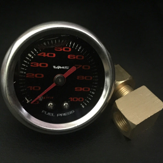 VMS FUEL PRESSURE GAUGE IN LIQUID HONDA CIVIC ACURA INTEGRA 1.5" 100PSI 1/8 NPT