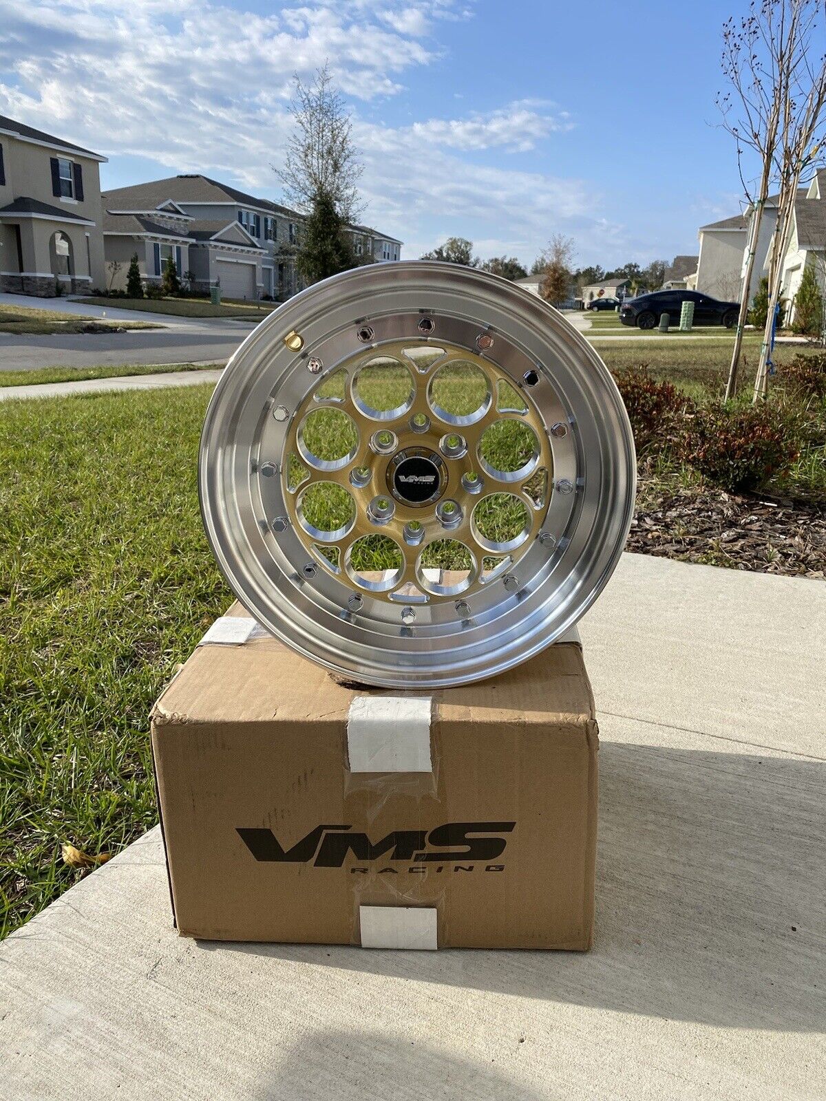 VMS Revolver Gold Polished Lip Drag Rim Wheel 15x8 4X100 and 4x114.3 SET OF FOUR
