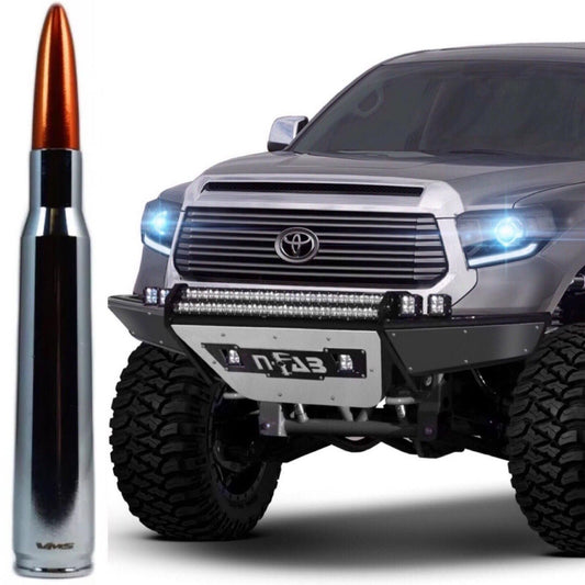 Chrome with Orange Tip Bullet Antenna for Toyota Tundra and Tacoma All Years