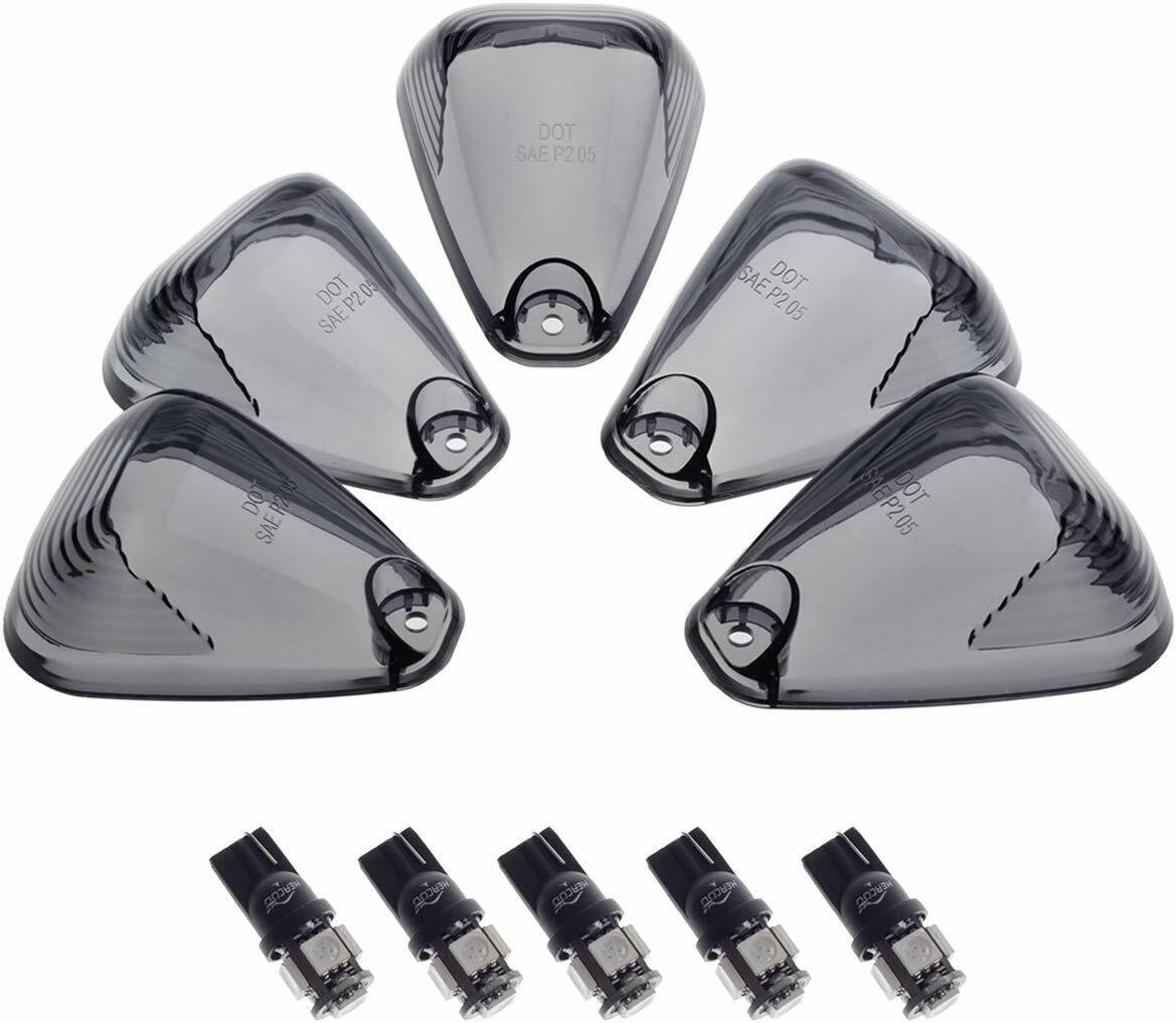 SMOKED CAB LENS PLUS WHITE LED BULBS FOR FORD F250 F350 F450 F550 1999 TO 2016