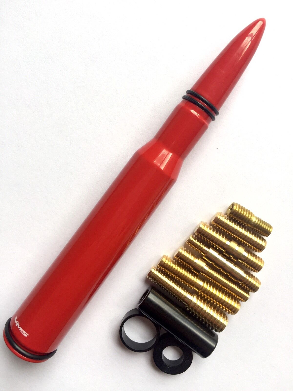 Glossy Red 50 Caliber Bullet Antenna for All Dodge Ram Trucks 5.5 inches Short