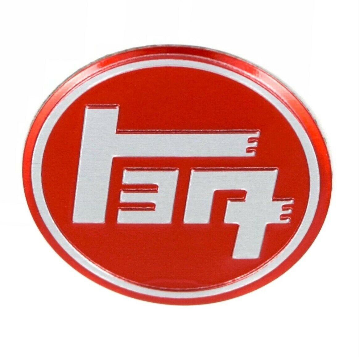 1x Red and Silver Teq Emblem Aluminum 3M Adhesive Badge 37.5MM / 1.48 IN
