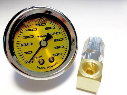 YELLOW 1 1/2" 100PSI FUEL PRESSURE GAUGE FOR GM CHEVY LS1 LS2 LS6 LT1 L98