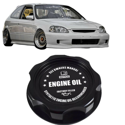 Black Oil Cap Compatible with Honda and Acura Vehicles Billet Engine Oil Emblem