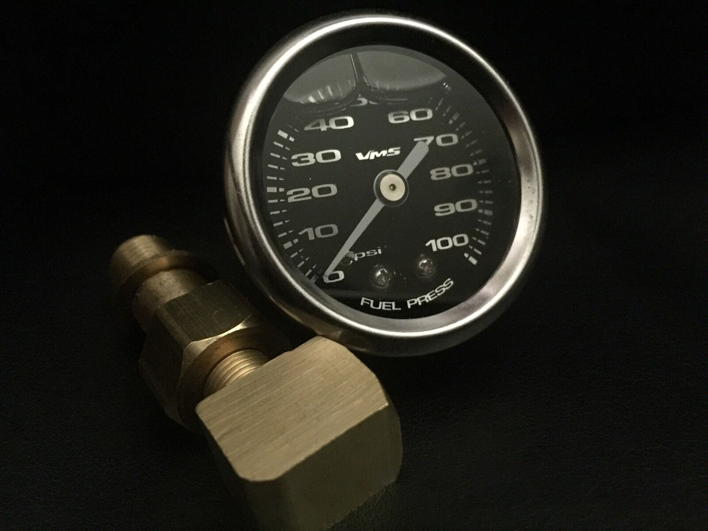 NEW BLACK 1 1/2" 100PSI FUEL PRESSURE GAUGE WITH ADAPTER LS1 LS2 LS6 LT1 L98