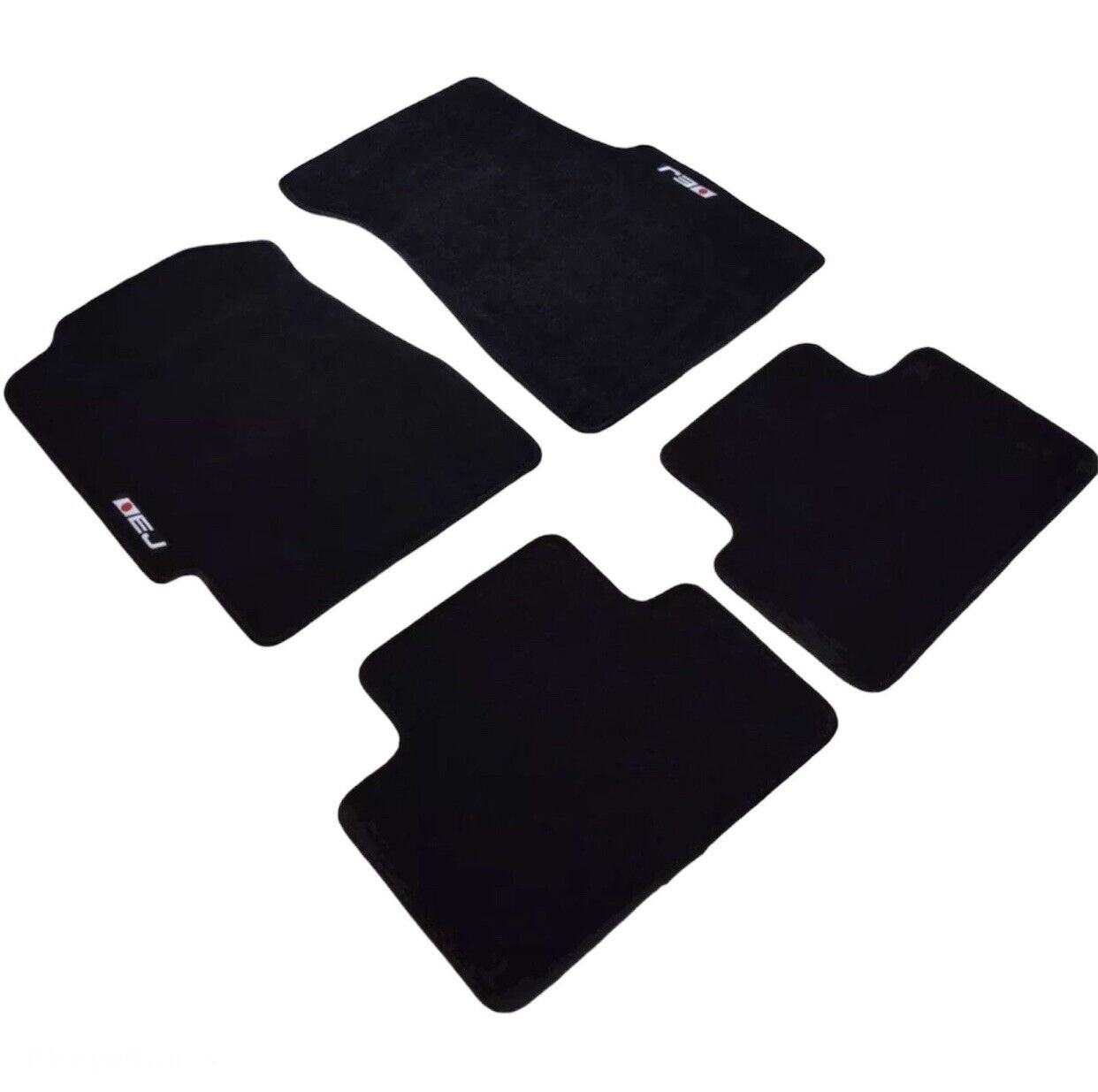 Black Floor Mats with EJ Logo For Honda Civic 1992 through 2000 Set Of Four