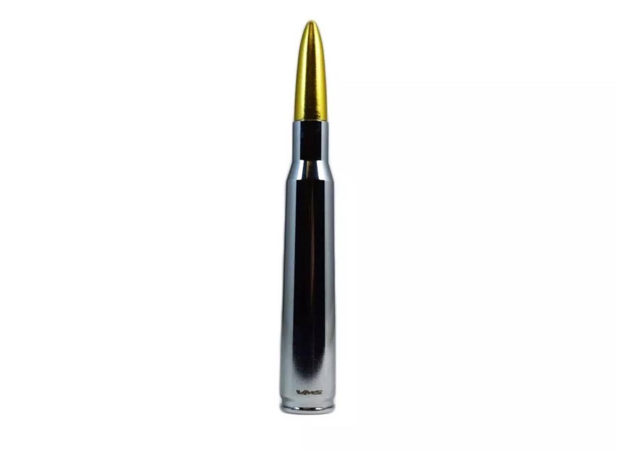 Chrome With Gold Tip Bullet Antenna for Ford F150 F250 F350 Billet Aluminum 5''