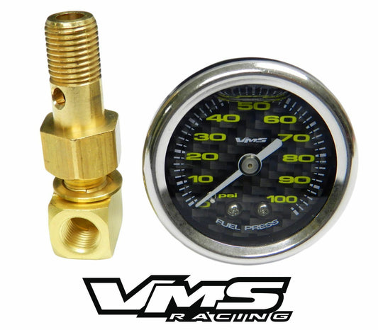 CARBON FIBER 100PSI FUEL PRESSURE GAUGE IN LIQUID FOR HONDA  AND ACURA 1/8 NPT