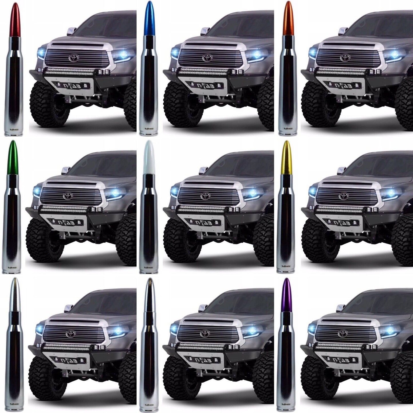 Chrome Bullet Antenna for Toyota Tundra and Tacoma All Years All Models