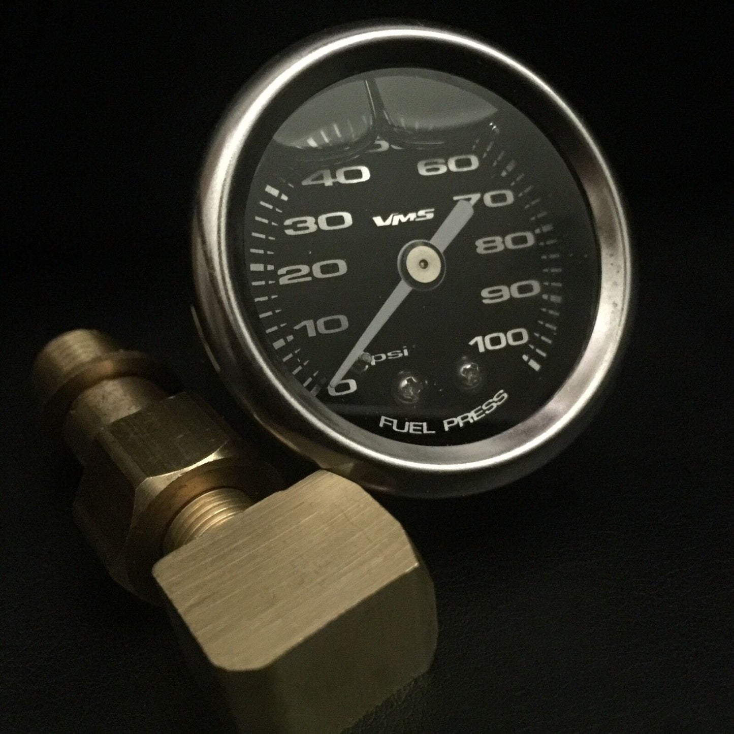 NEW BLACK 1 1/2" 100PSI FUEL PRESSURE GAUGE WITH ADAPTER LS1 LS2 LS6 LT1 L98