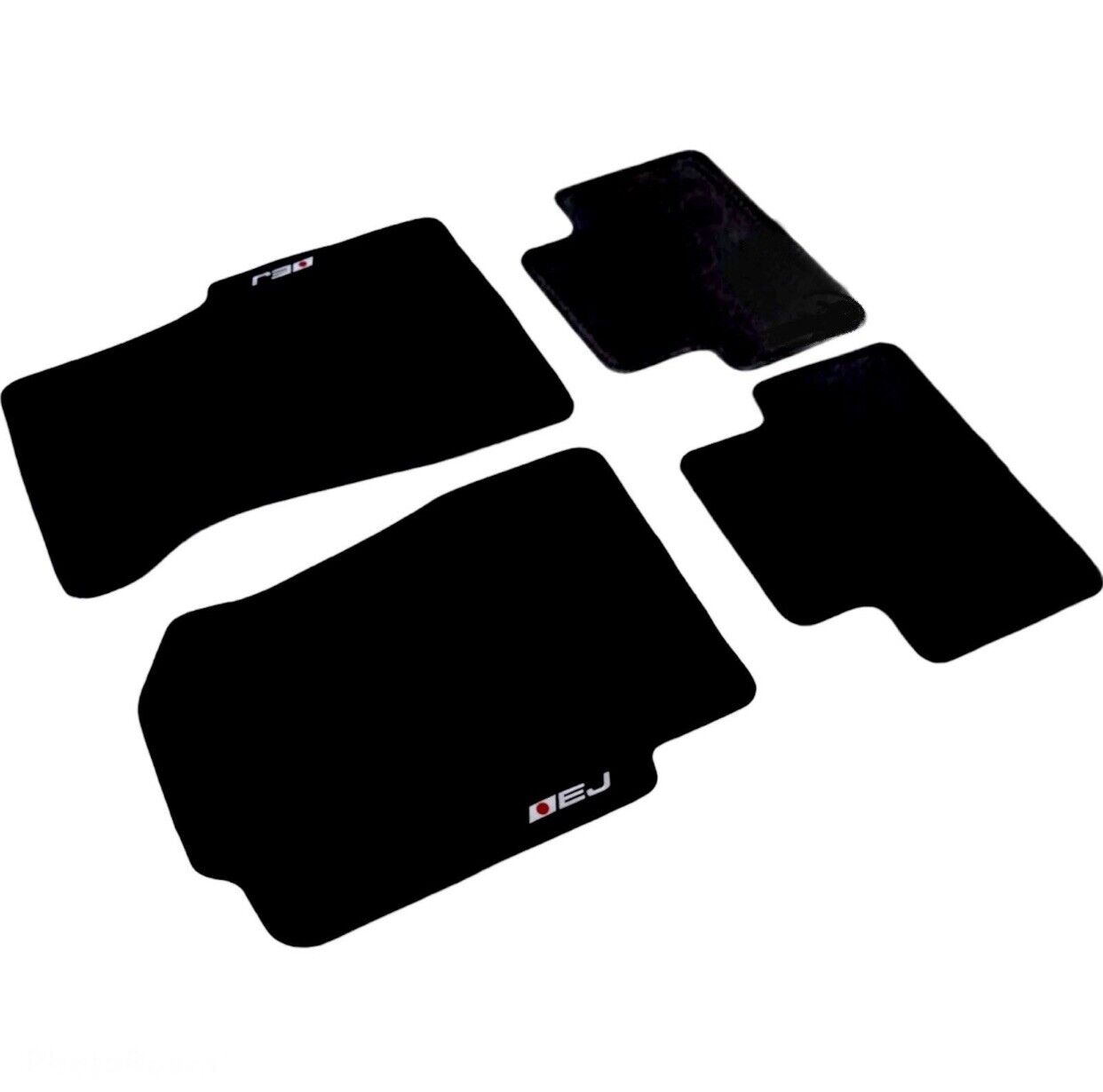 Black Floor Mats with EJ Logo For Honda Civic 1992 through 2000 Set Of Four
