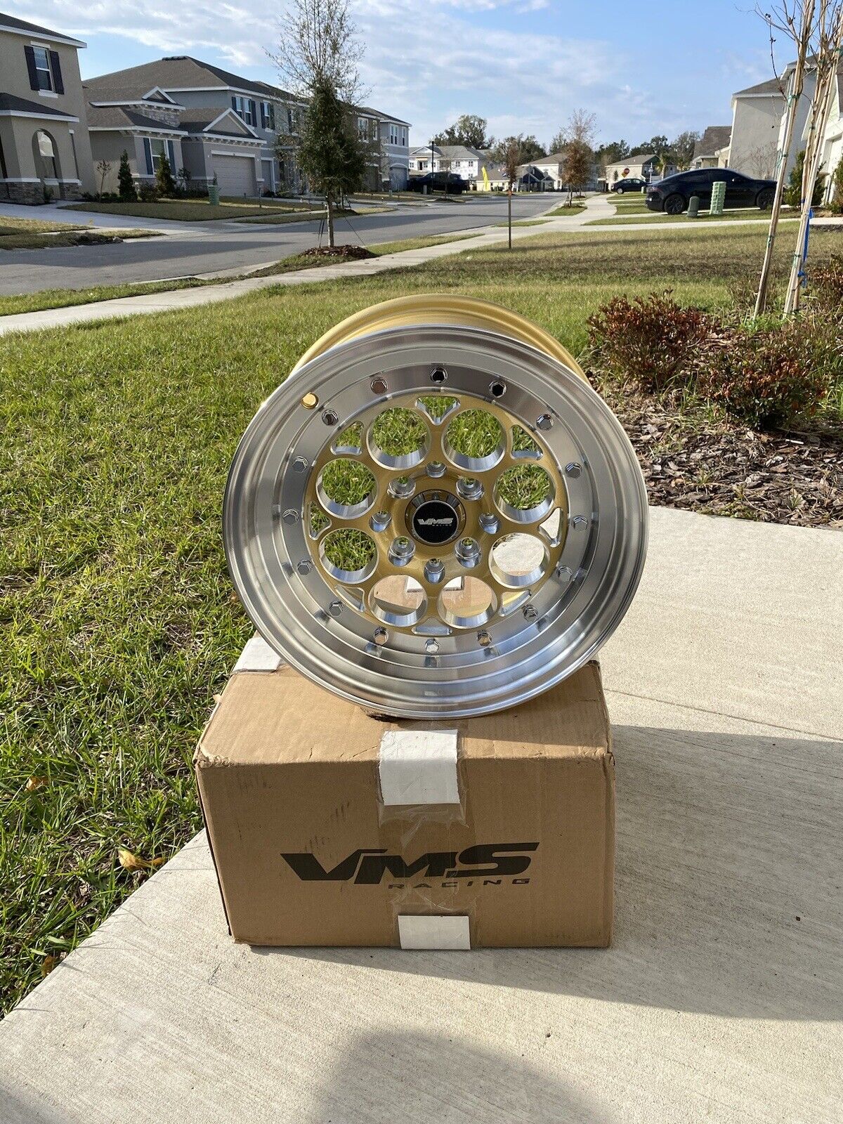 VMS Revolver Gold Polished Lip Drag Rim Wheel 15x8 4X100 and 4x114.3 SET OF FOUR