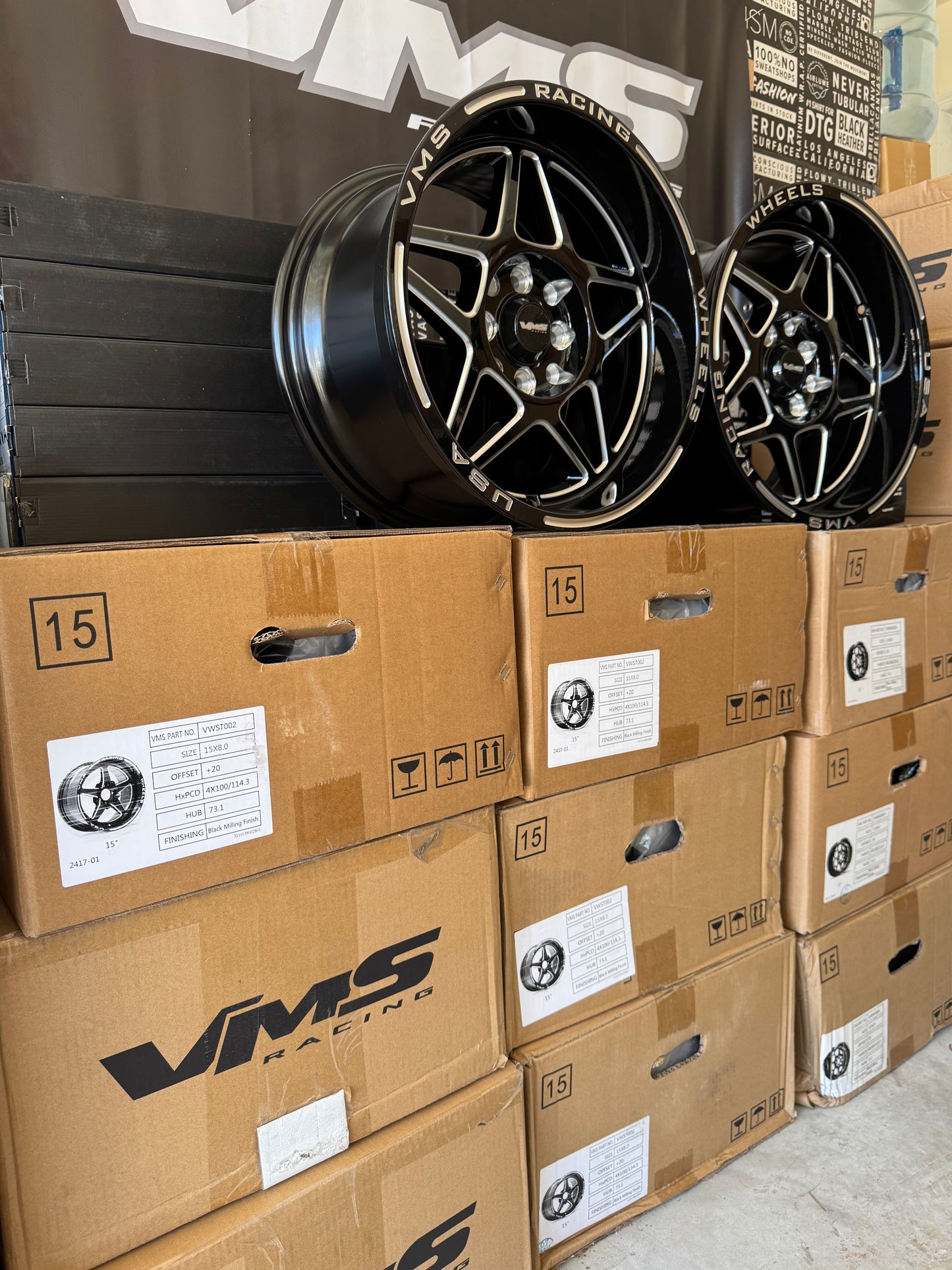 VMS Delta 15x8 20ET 4x100 / 4x114.3 Set of two New in Box