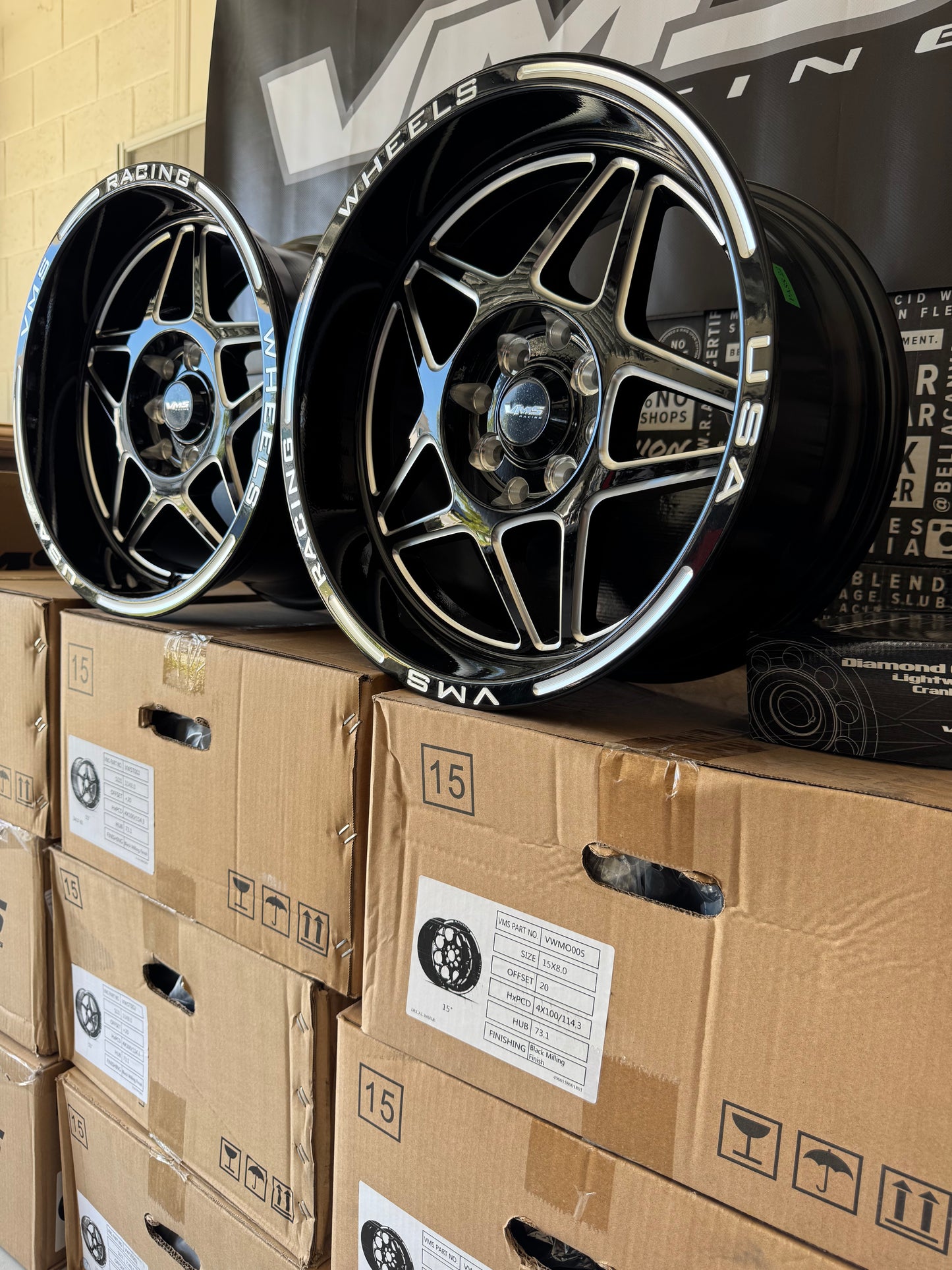 VMS Delta 15x8 20ET 4x100 / 4x114.3 Set of two New in Box