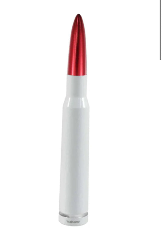 VMS White Bullet Antenna with Red Tip for Chevy Silverado and GMC Sierra 2007 and Newer