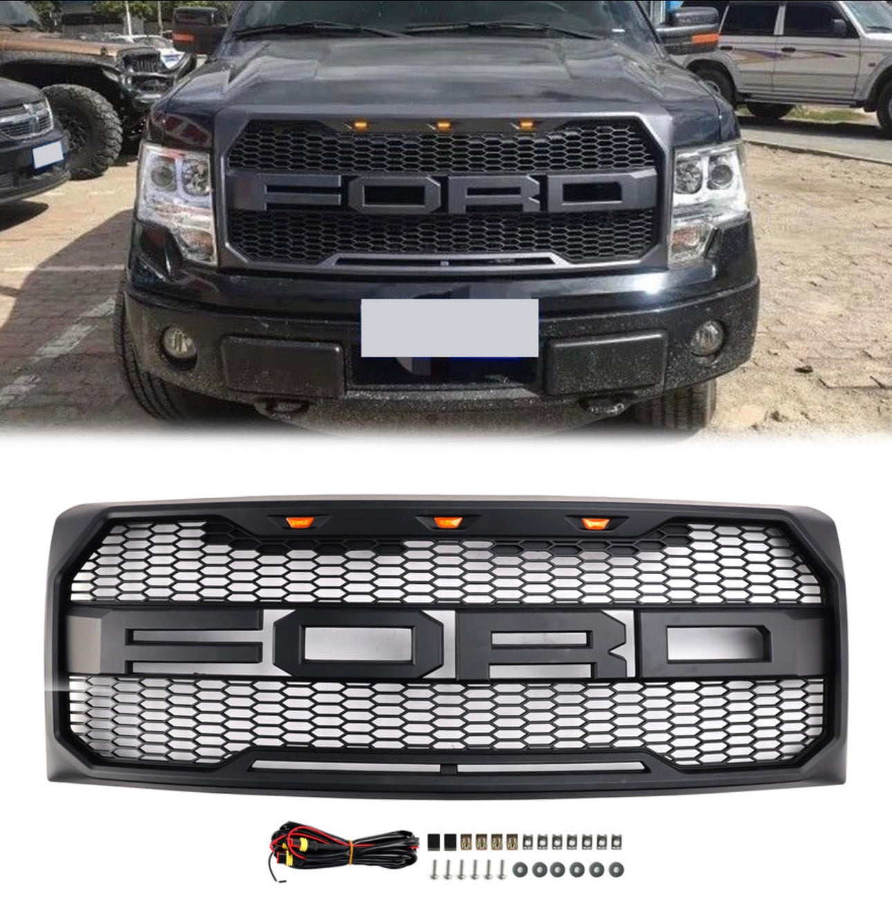 New Raptor Style Grille for Ford F150 (Not Raptor) fits 2009 through 2014 Comes with all Hardware