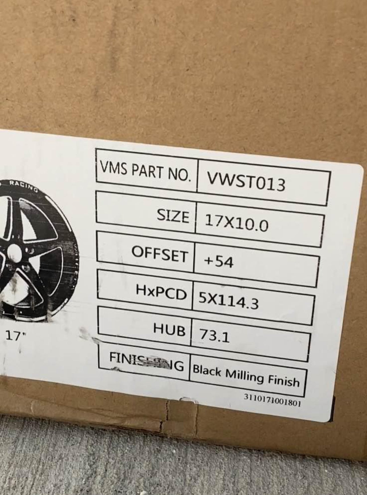 Set of TWO VMS Black Star 5 Spoke 17x10 (54ET) 5x114.3 Drag Racing Wheels For 05 20 Mustang