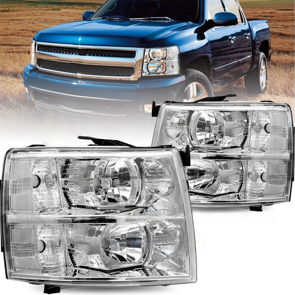 New Clear Headlights for Chevy Silverado fits 2007 through 2013 Fits 1500 2500 3500 Left and Right (Copy)