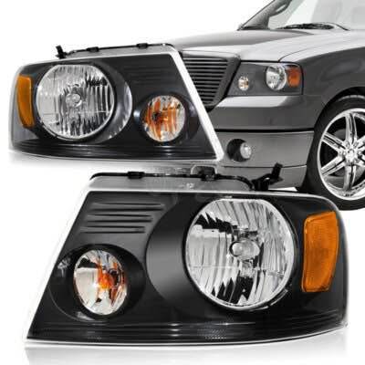 New Black Headlights for Ford F150 Fits 2004 to 2008