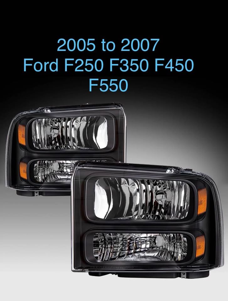 For 2005-2007 Ford F250 F350 F450 F550 Super Duty Chrome Black Housing Headlights NEW IN BOX