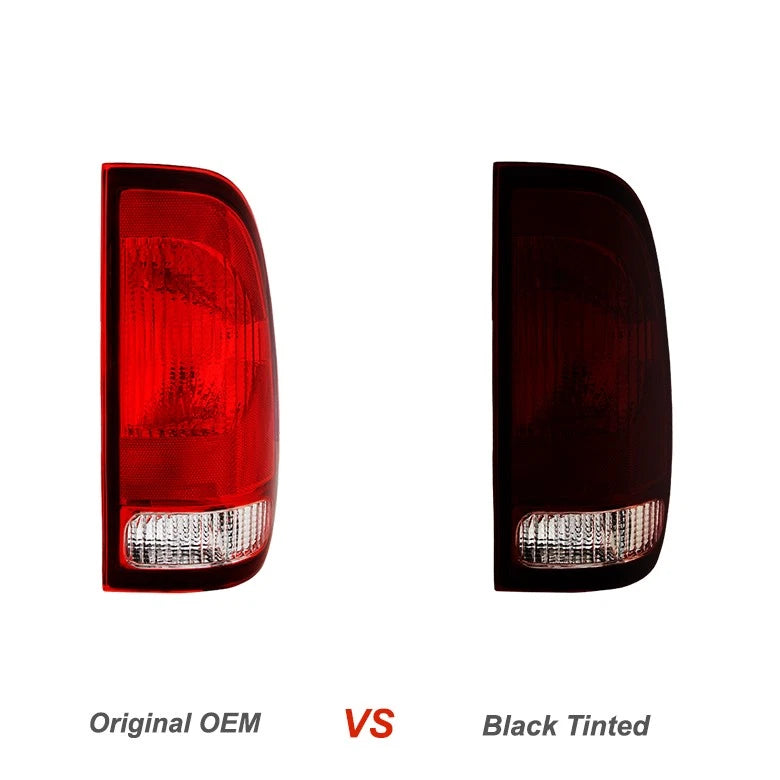 1997 to 2003 Ford F150 and 1999 to 2007 F250 F350 Super Duty Midnight Red Smoked Tail Lights Brake Lamps