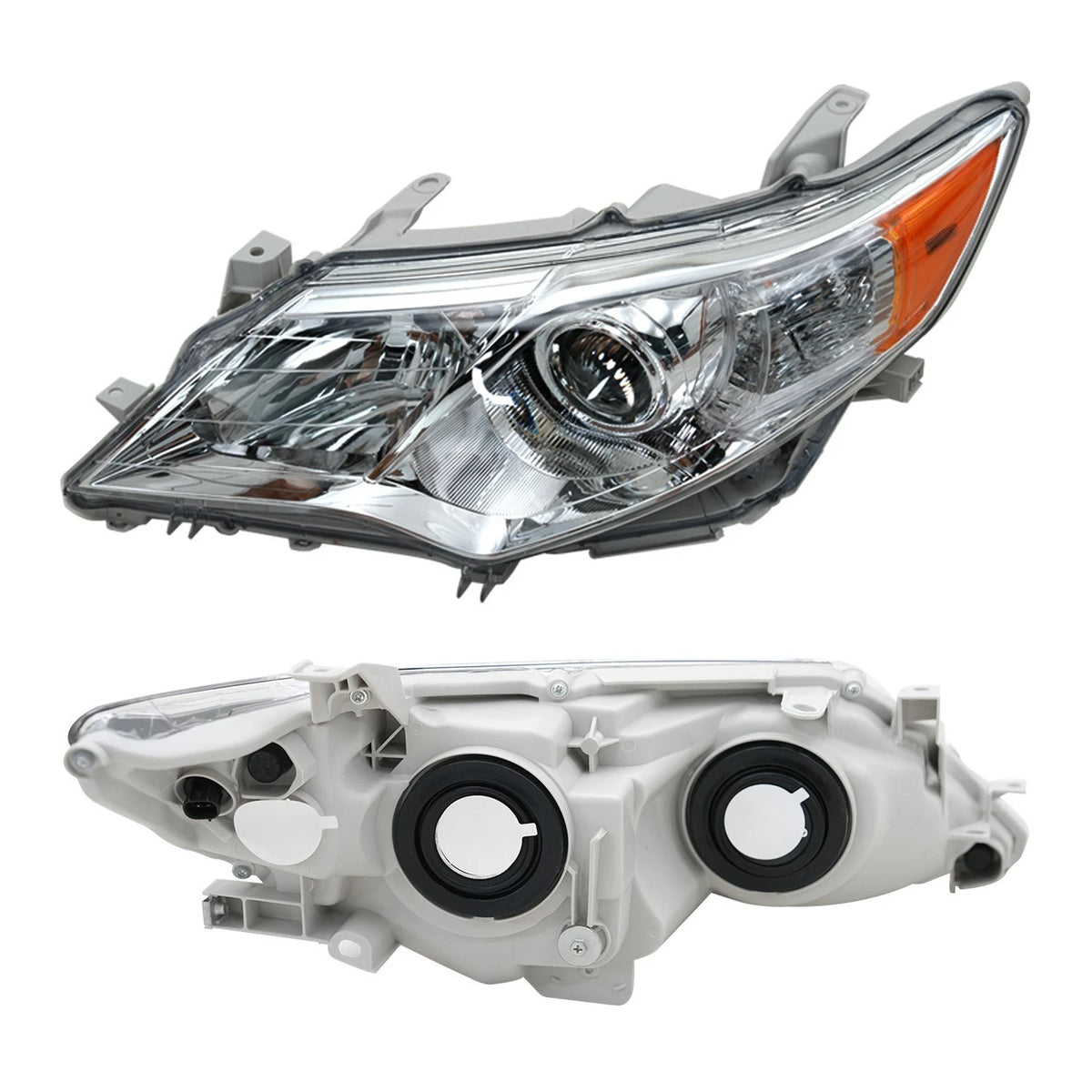 NEW Headlights For 2012 through 2014 Toyota Camry Right + Left Halogen Type Chrome Projector