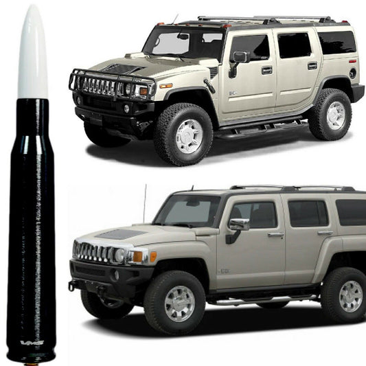 Black with White Tip 50 Cal Bullet Antenna for Hummer H2 and H3 Billet Aluminum