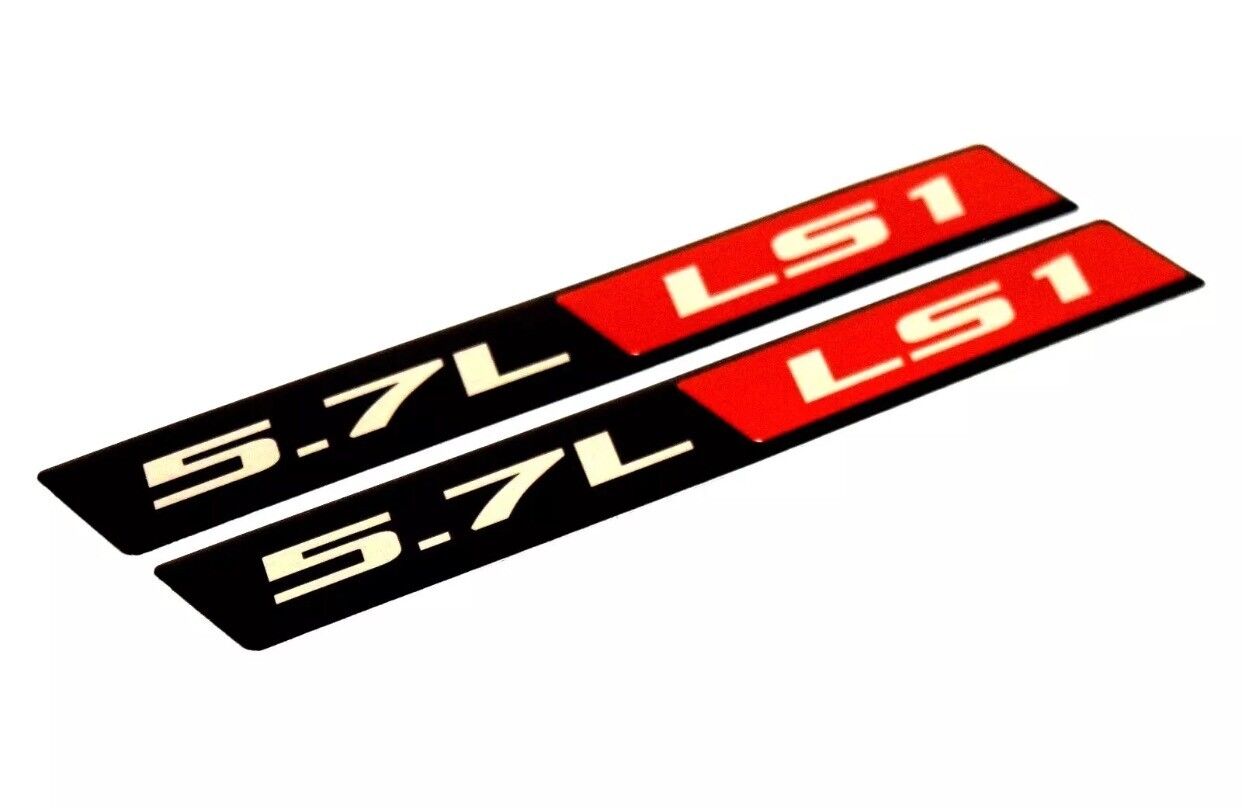 TWO 5.7L LS1 EMBLEMS DECALS FOR GTO FIREBIRD CAMARO CORVETTE AND MORE