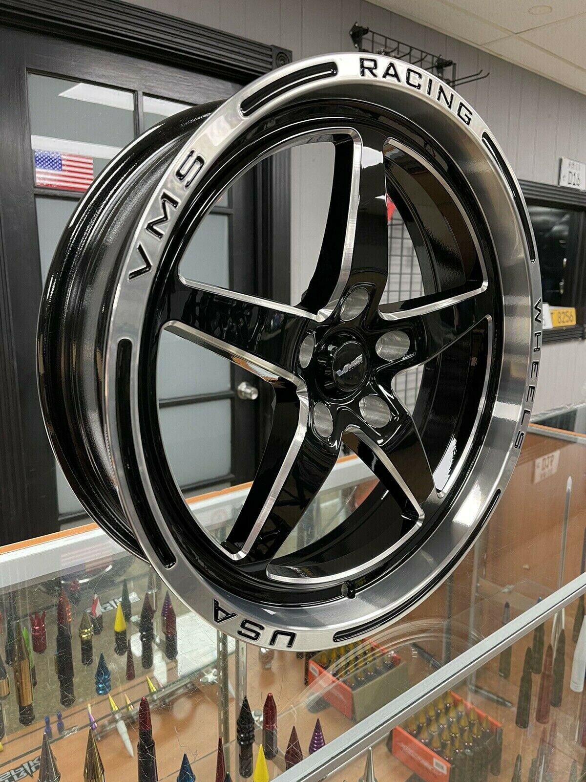 1x 18x5 VMS Racing V Star Polished Lip Rim Wheel 5x120 -25ET For 10 to 20 Camaro