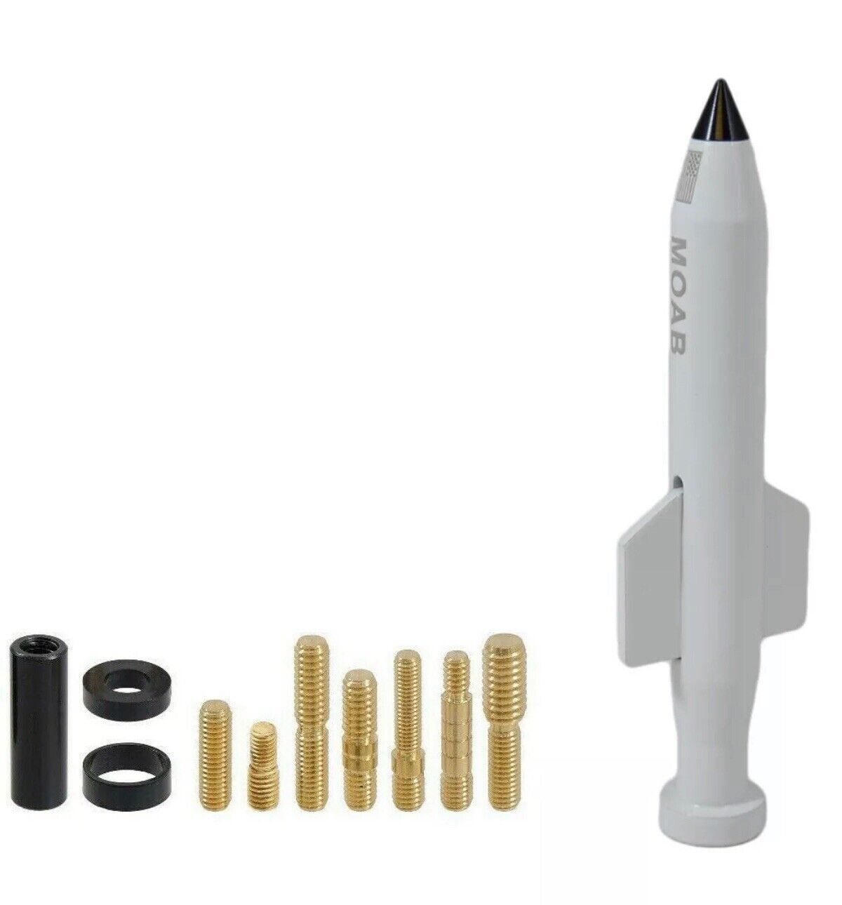 White MOAB Mother of All Bombs Short Bullet Antenna For Ford F150 F250 F350