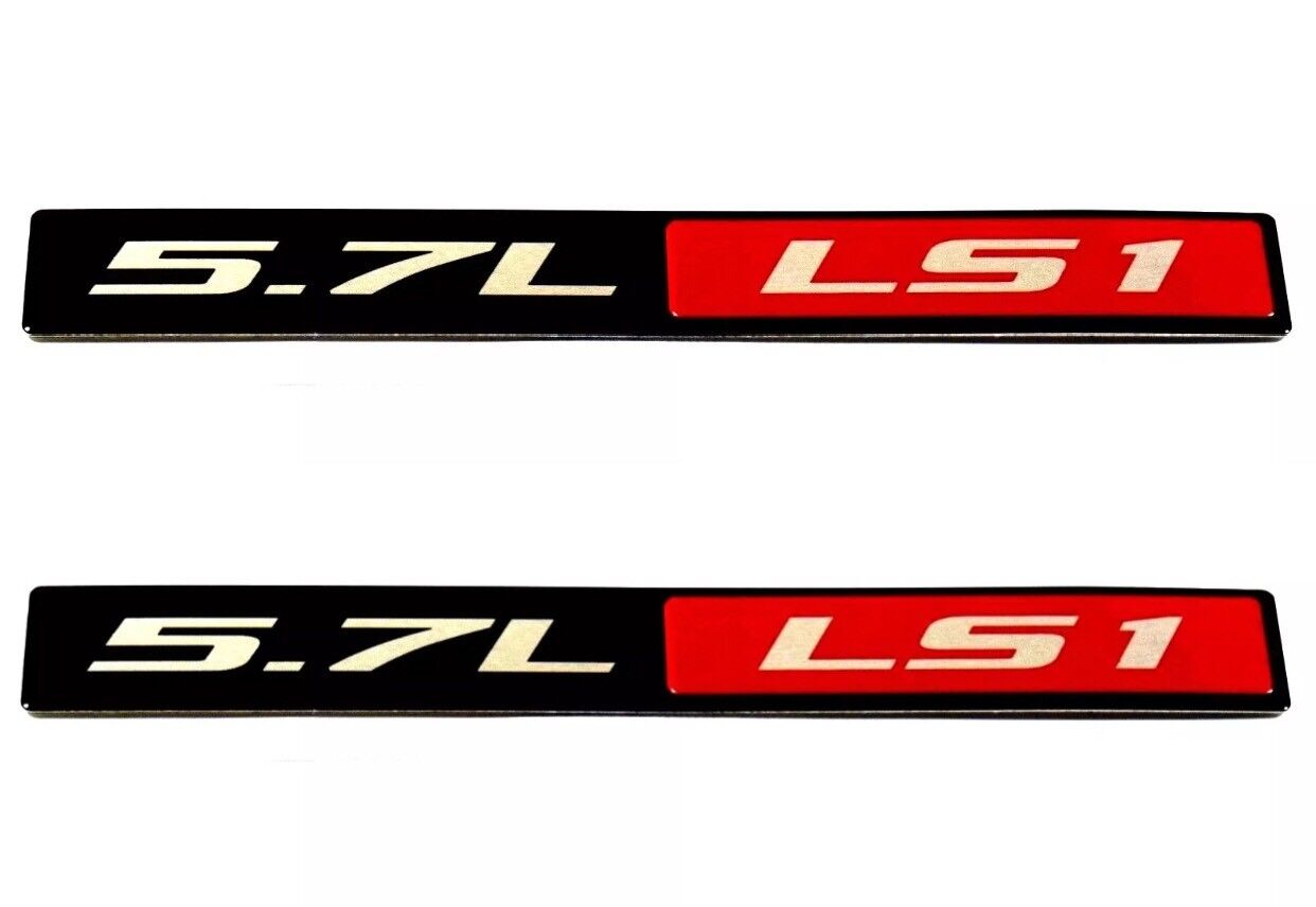 TWO 5.7L LS1 EMBLEMS DECALS FOR GTO FIREBIRD CAMARO CORVETTE AND MORE