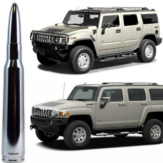 Chrome 50 Caliber Bullet Antenna for Hummer H2 and H3 All Years Billet Aluminum