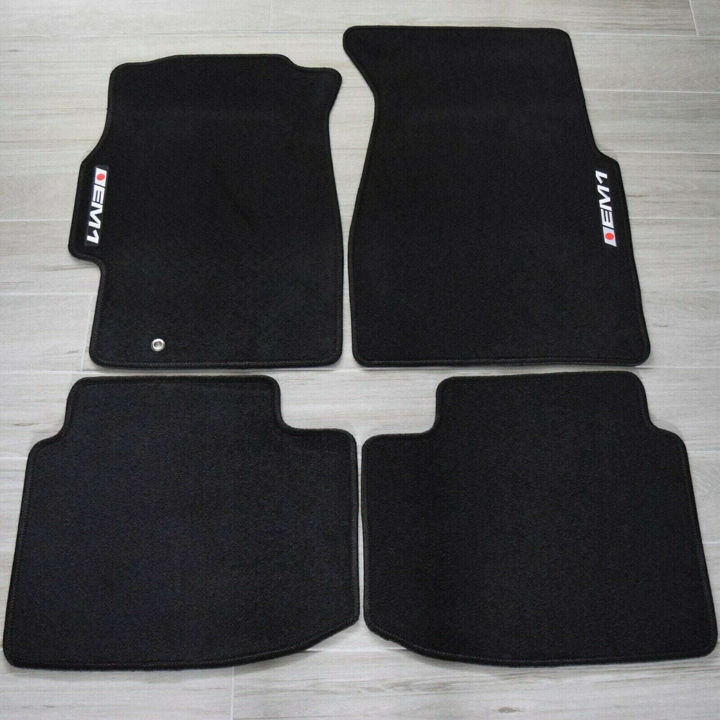 Black Carpet Floor Mats with EM1 Logo For Honda Civic 1996 to 2000 4 Piece Rug