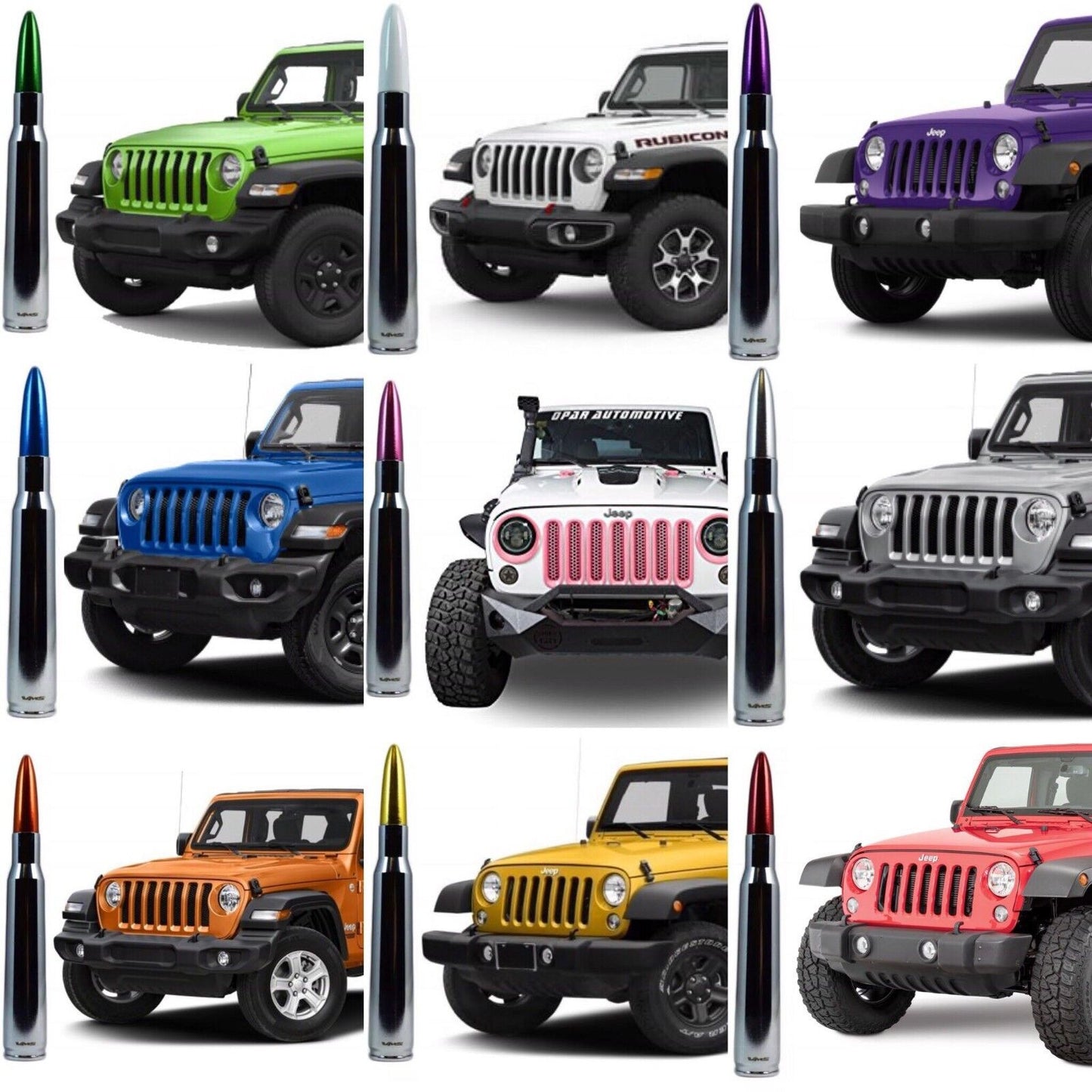 Chrome Bullet Antenna for Jeep Wrangler 2007 through 2020 All Models