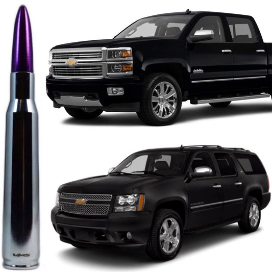 Chrome w/ Purple Tip Bullet Antenna for Chevy Silverado Tahoe Avalanche Suburban