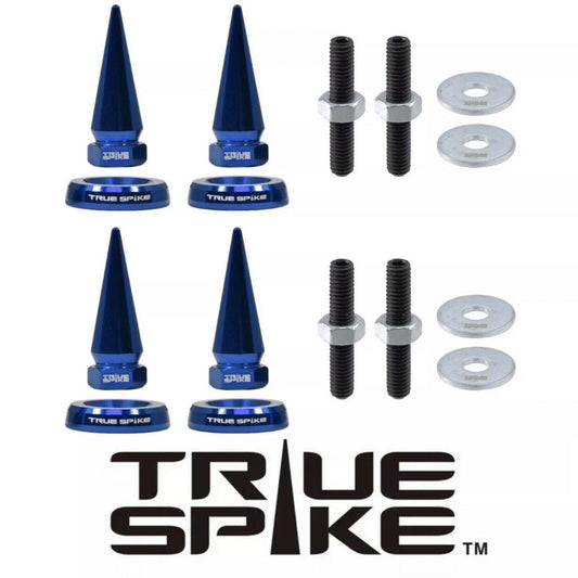 4 TRUE SPIKE SPIKED LICENSE PLATE FRAME BEAUTY WASHERS BOLTS HARDWARE KIT