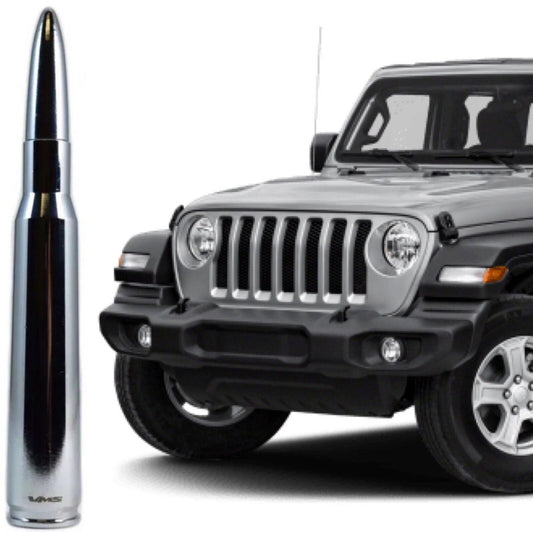 Chrome Bullet Antenna for Jeep Wrangler 2007 through 2020 All Models