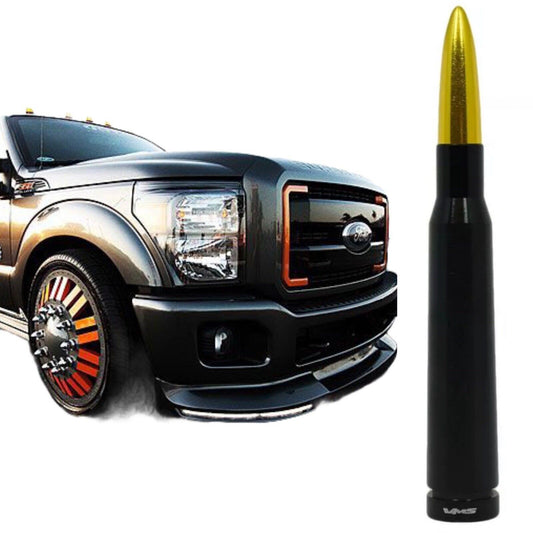 Black and Gold Tip Short Stubby Bullet Antenna for Ford Trucks Fits All Models