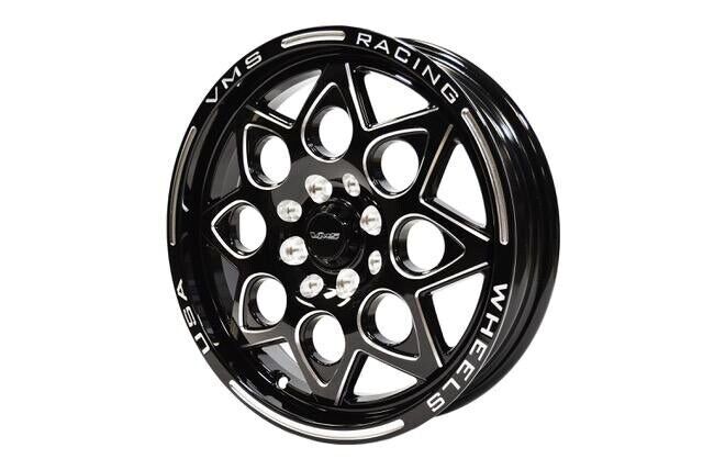 VMS Black Drag Racing Wheels Rocket Front & Rear Set 15x8 & 15x3.5 4X100 4X114