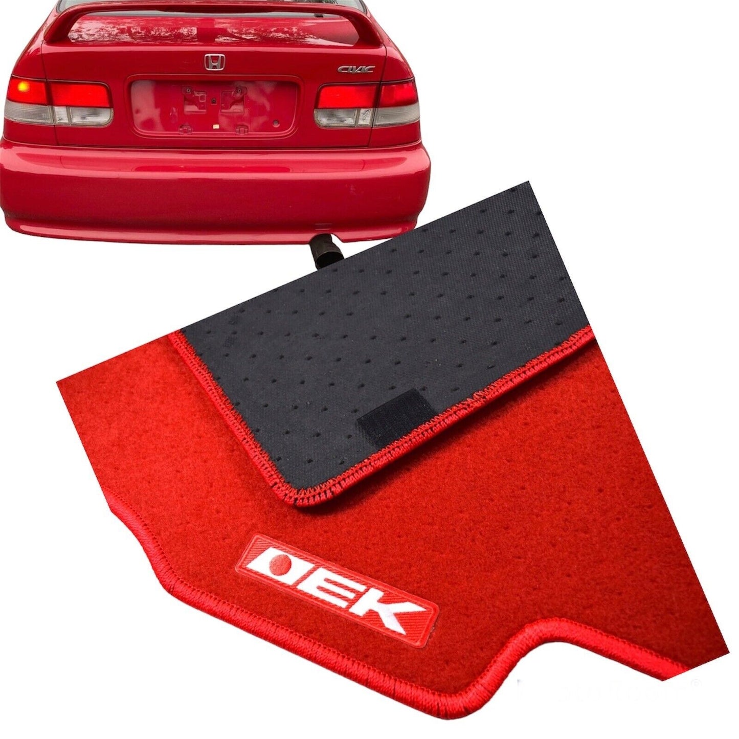 Red Carpet Floor Mats with EK Logo For Honda Civic 1996 through 2000 4 Piece